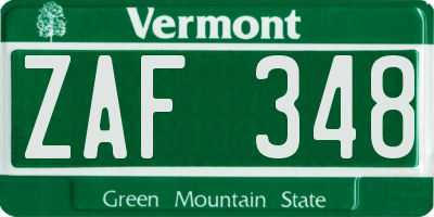 VT license plate ZAF348