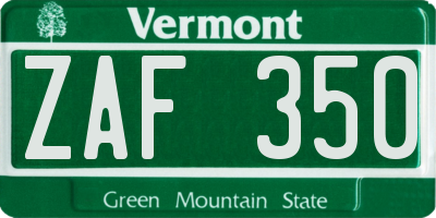 VT license plate ZAF350