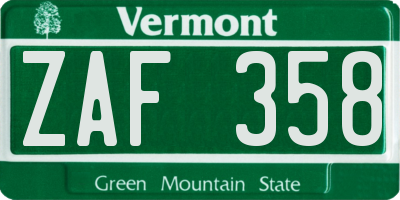 VT license plate ZAF358