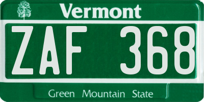 VT license plate ZAF368