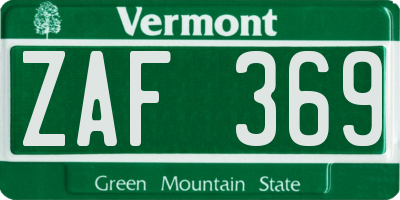VT license plate ZAF369