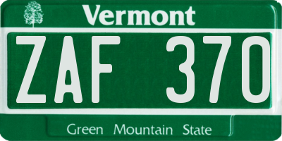 VT license plate ZAF370