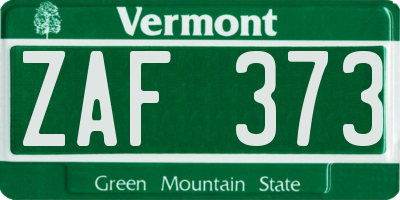 VT license plate ZAF373