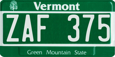 VT license plate ZAF375
