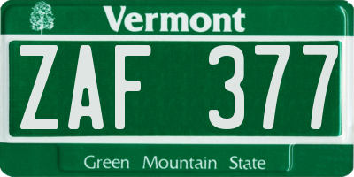 VT license plate ZAF377