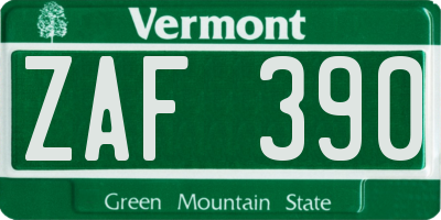VT license plate ZAF390