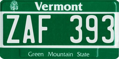 VT license plate ZAF393