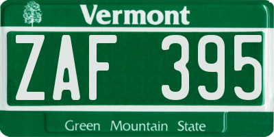 VT license plate ZAF395