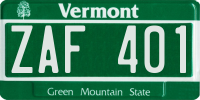 VT license plate ZAF401