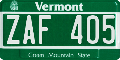 VT license plate ZAF405