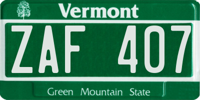 VT license plate ZAF407