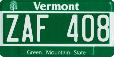 VT license plate ZAF408