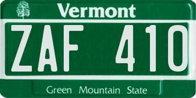 VT license plate ZAF410