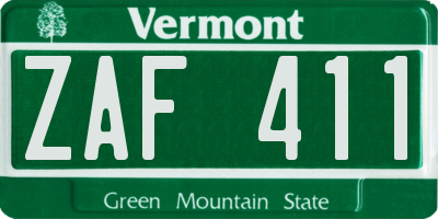 VT license plate ZAF411