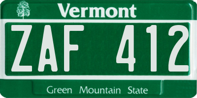 VT license plate ZAF412