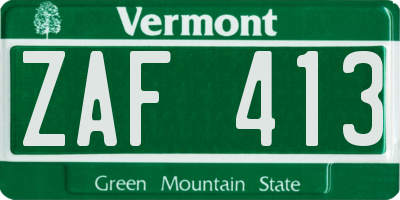VT license plate ZAF413
