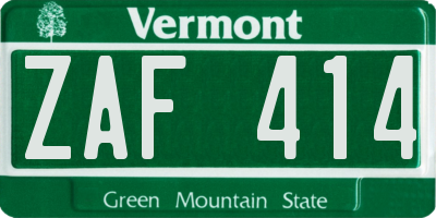VT license plate ZAF414