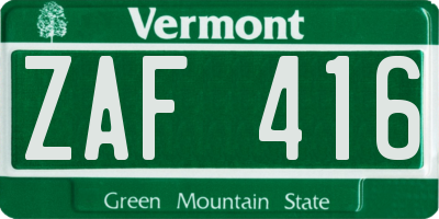 VT license plate ZAF416