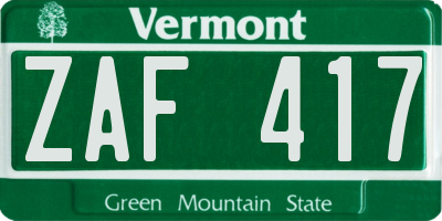 VT license plate ZAF417