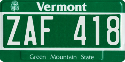 VT license plate ZAF418