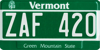VT license plate ZAF420