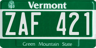 VT license plate ZAF421
