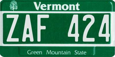 VT license plate ZAF424