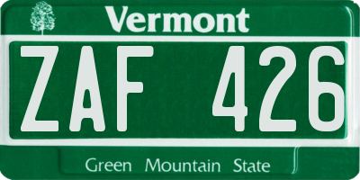 VT license plate ZAF426