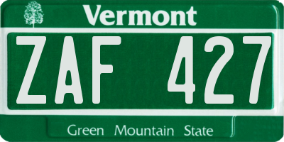 VT license plate ZAF427