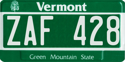 VT license plate ZAF428