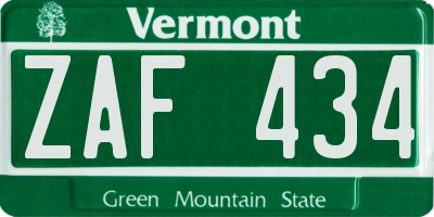 VT license plate ZAF434