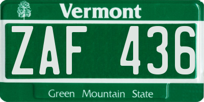 VT license plate ZAF436