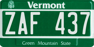 VT license plate ZAF437