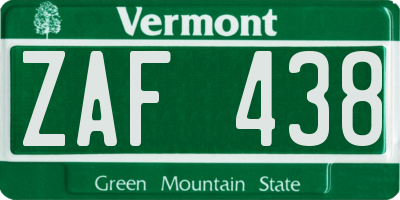 VT license plate ZAF438