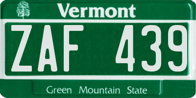 VT license plate ZAF439