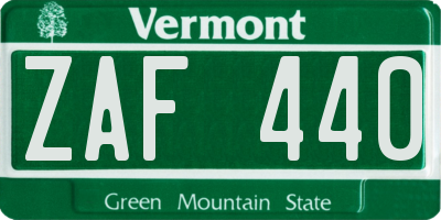 VT license plate ZAF440