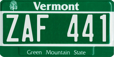 VT license plate ZAF441