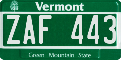 VT license plate ZAF443