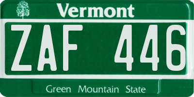 VT license plate ZAF446