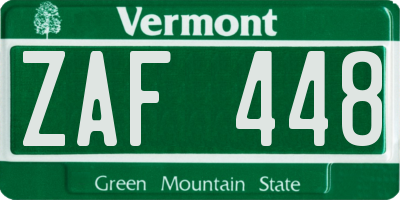 VT license plate ZAF448