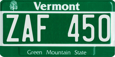 VT license plate ZAF450