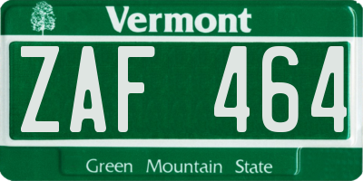 VT license plate ZAF464