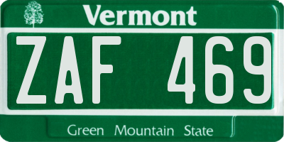 VT license plate ZAF469