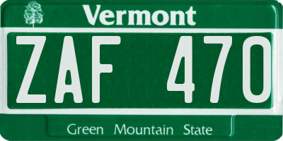 VT license plate ZAF470