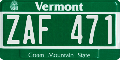 VT license plate ZAF471