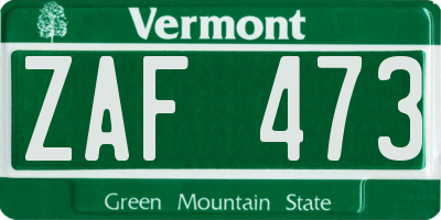 VT license plate ZAF473