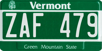 VT license plate ZAF479