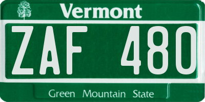 VT license plate ZAF480