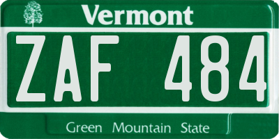 VT license plate ZAF484