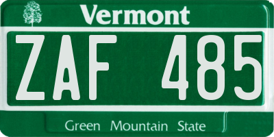 VT license plate ZAF485